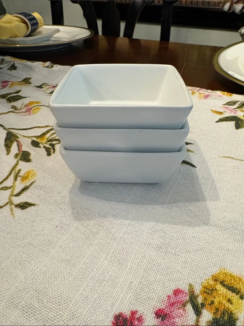 Set of 3 Pier 1 White Ceramic Dipping Bowls